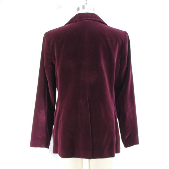 VTG Koret Velvet Blazer Burgundy Cotton Rayon Notch Collar Jacket 70s 80s SZ S/M - Picture 2 of 13